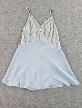 In Bloom by Jonquil Elegant Lace-Trim Slip Chemise in Light Blue S